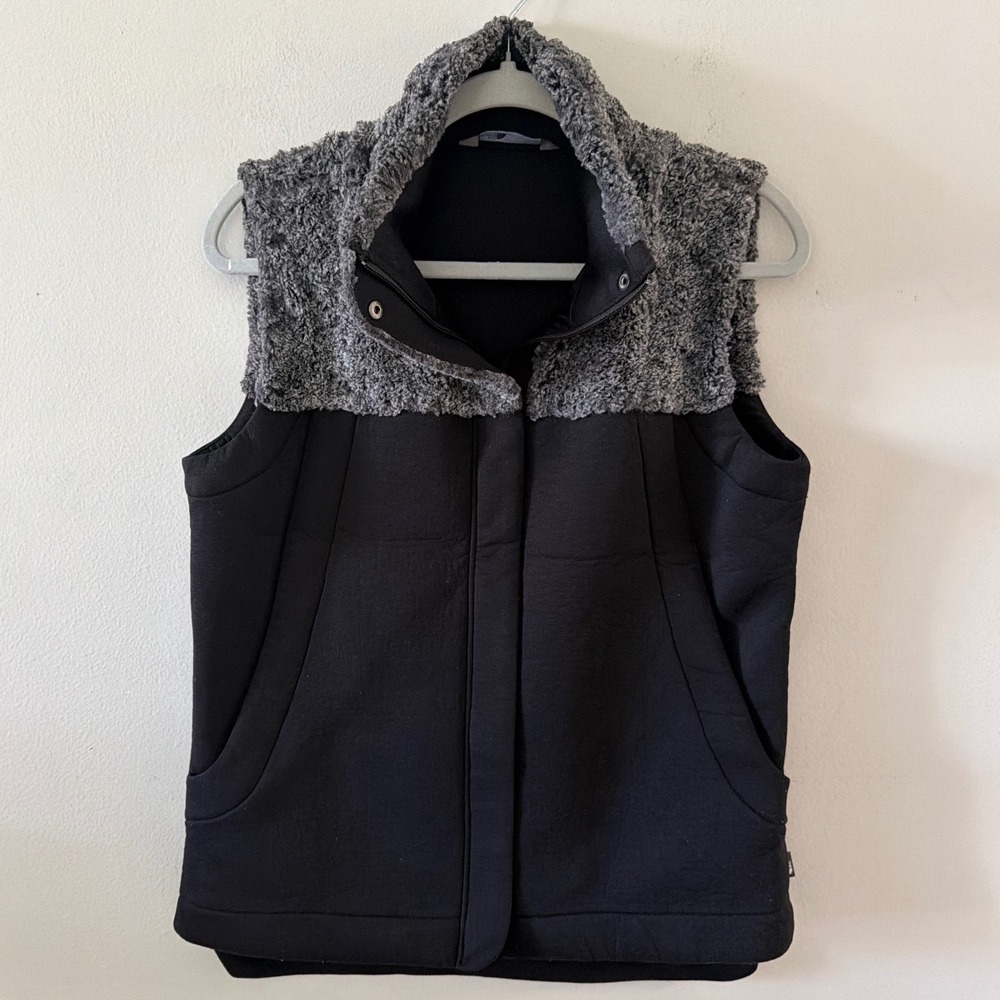 The North Face Agave Mixed Media Vest Black Grey Fleece Yoke Womens Medium